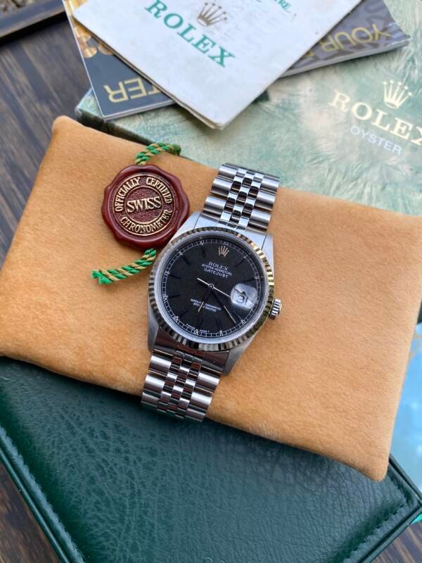 Rolex Datejust 16234 met unieke confetti dial, roestvrijstalen kast, witgouden lunette en jubilee-band