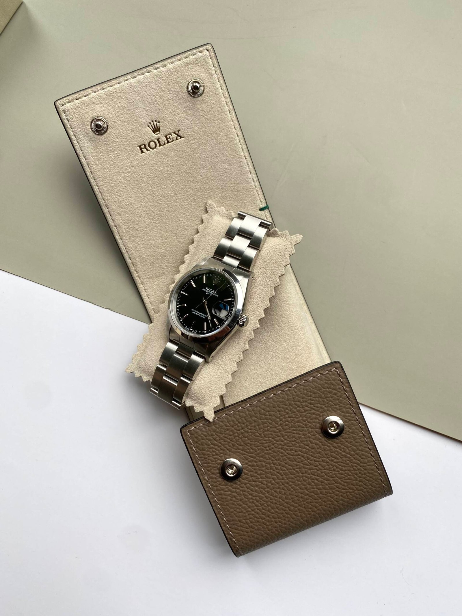 Rolex Taupe Leather Watch Pouch - Afbeelding 3