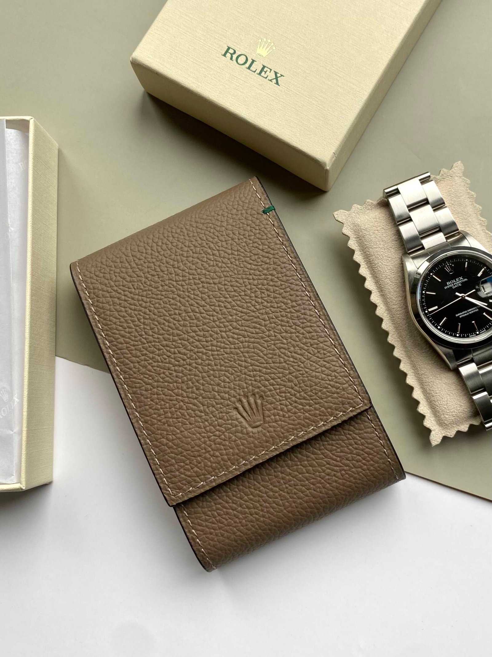Rolex Taupe Leather Watch Pouch - Afbeelding 8